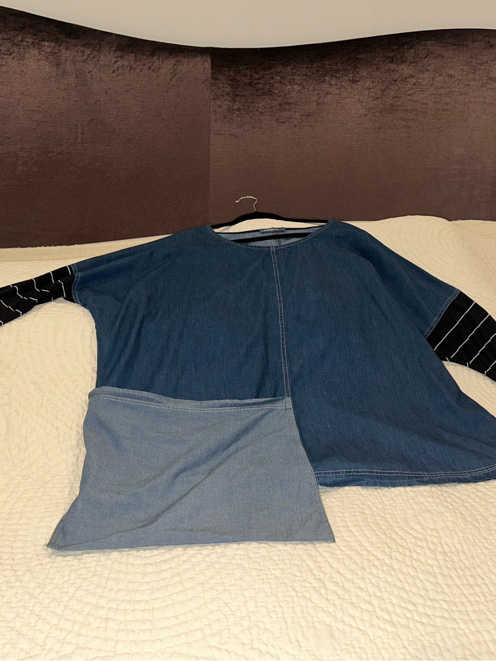 Blue Denim-Look Layered Tunic Top